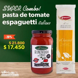 Combo Pasta de Tomate Villa Santos y Espagueti italiano Granoro