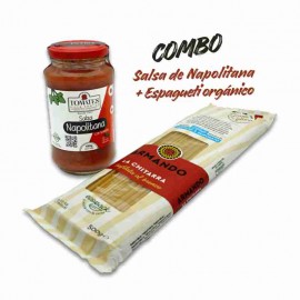 Combo Salsa Napolitana 480 gr Villa Santos + Espagueti orgánico x 500 gr Armando
