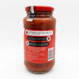 Salsa Napolitana Villa Santos detalle etiqueta atras en ingredientes y usos.